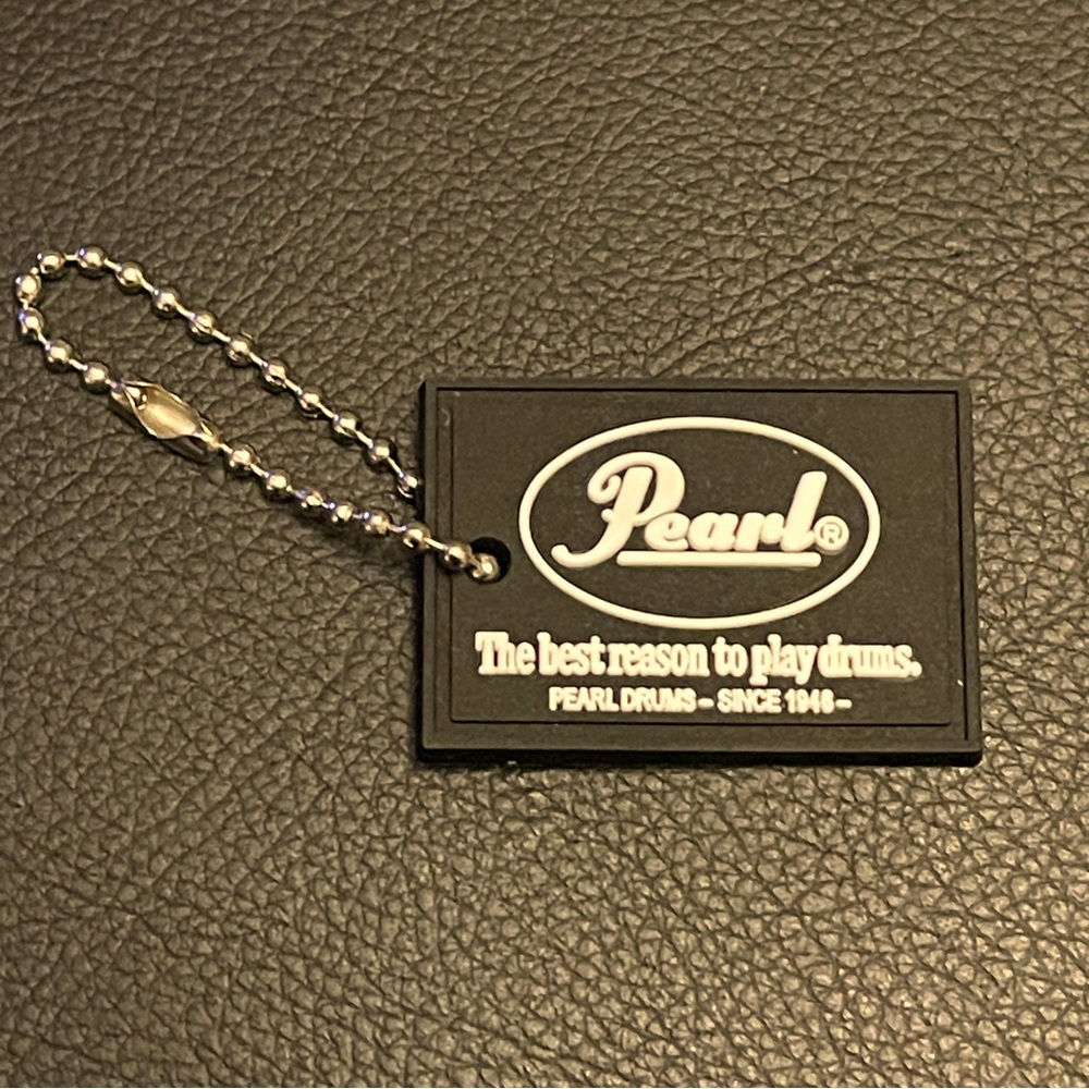 New Pearl Drum keychain Tag Black & White “The best reason to play drums”
